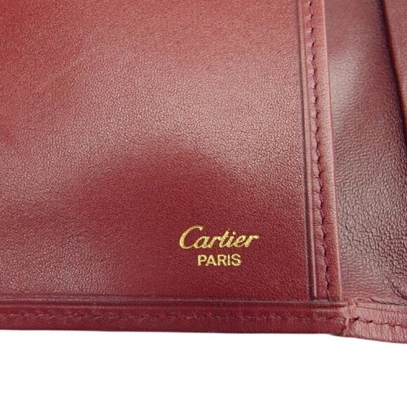 CARTIER Mason folding wallet Mastrin Bordeaux Leather Authentic USED - Picture 7 of 9